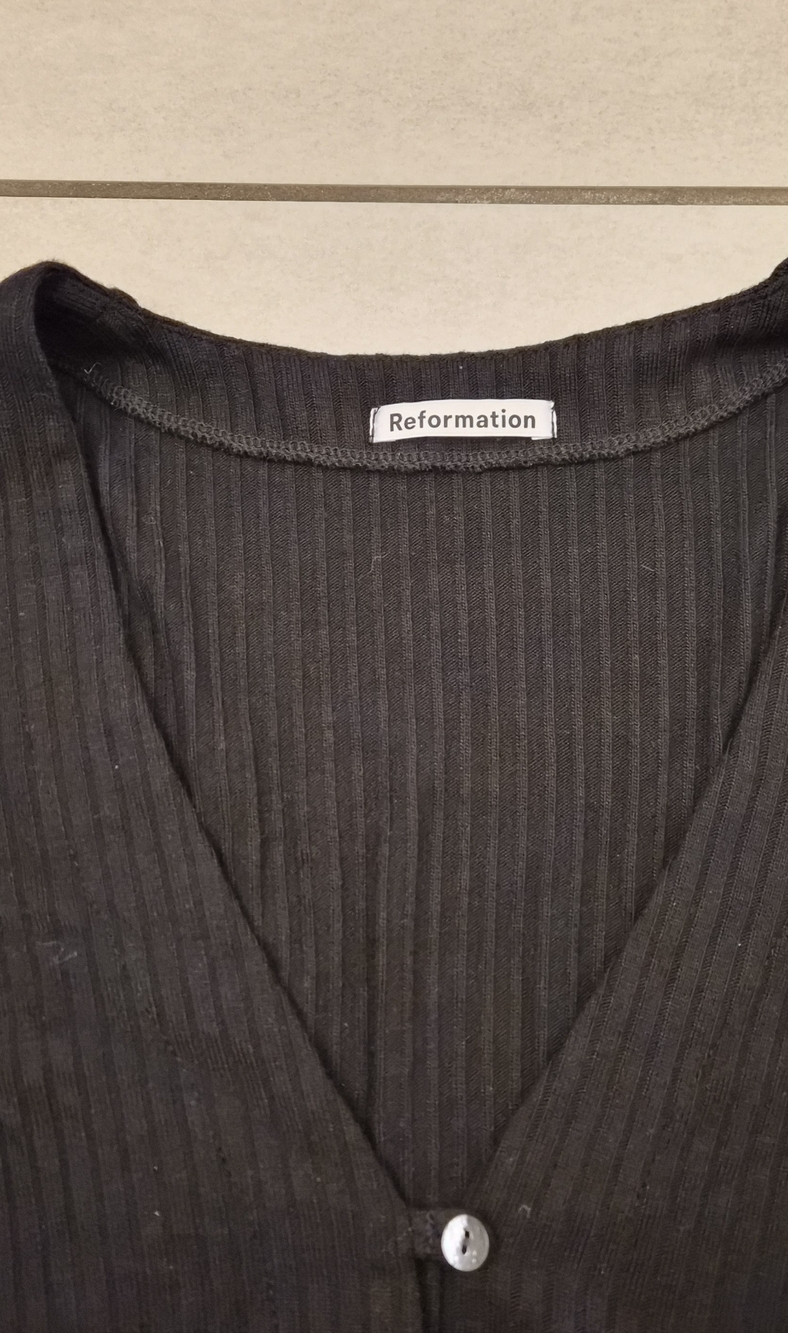 Reformation Gellar Black Ribbed Knit Cardigan SMALL - Picture 6 of 7